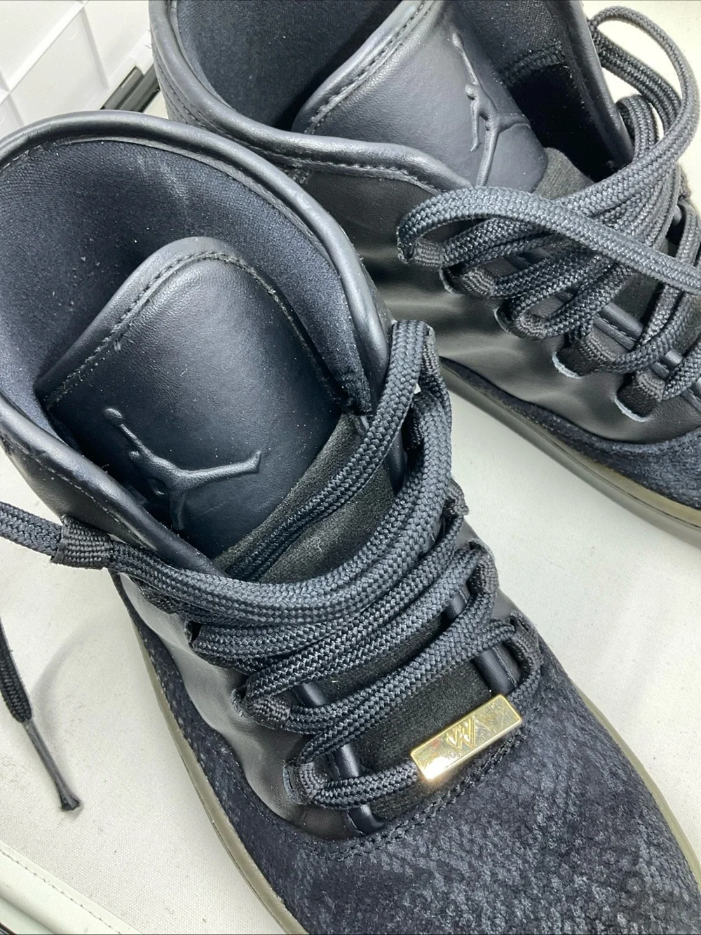Jordan Men’s Black and Gum Mid-Top Sneakers